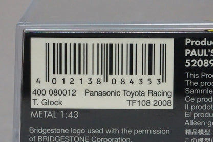 1:43 MINICHAMPS 400080012 Panasonic Toyota Racing TF108 2008 #12