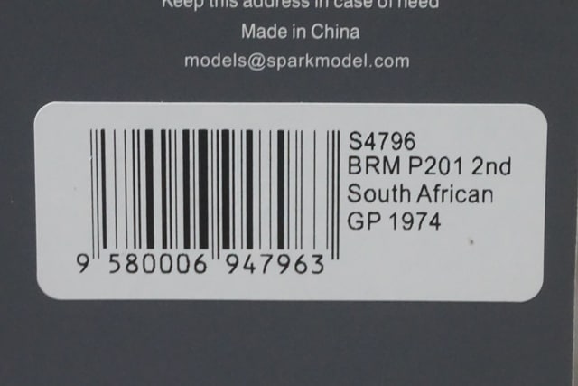 1:43 SPARK S4796 BRM P201 South African GP 1974 #14 model car