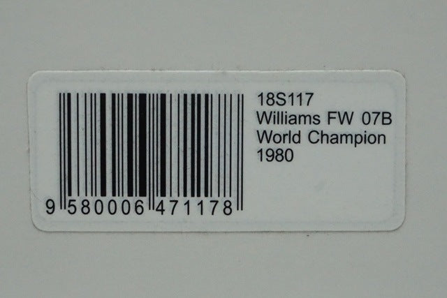1:18 Spark 18S117 Williams FW 07B World Champion 1980 #27 A.Jones