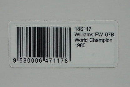 1:18 Spark 18S117 Williams FW 07B World Champion 1980 #27 A.Jones