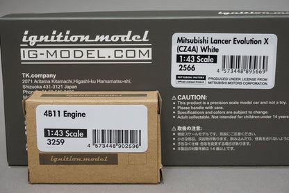 1:43 ignition model IG2566 Mitsubishi Lancer Evolution X (CZ4A) White Engine included model car