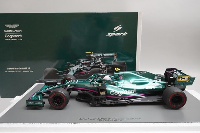 1:18 Spark 18S598 Aston Martin AMR21 Azerbaijan GP 2nd 2021 #5 S.Vettel model car