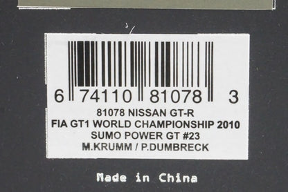 1:18 AUTOart 81078 Nissan GT-R FIA GT1 SUMO POWER GT World Championship 2010 #23 M.Krumm / P.Dumbreck