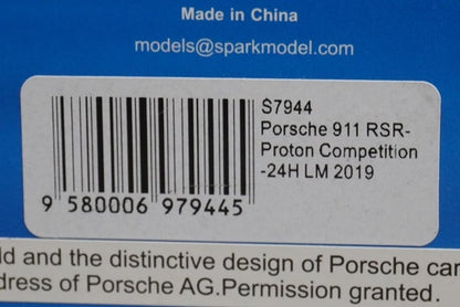 1:43 SPARK S7944 Porsche 911 RSR Proton Competition Le Mans 24H 2019 #78 model car