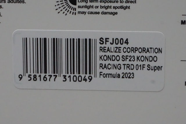 1:43 Spark SFJ004 Realize Corporation Kondo SF23 TRD 01F Super Formula model car