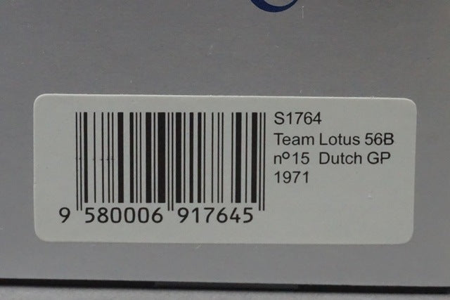 1:43 SPARK S1764 Team Lotus 56B Dutch GP 1971 #15 D. Walker model car
