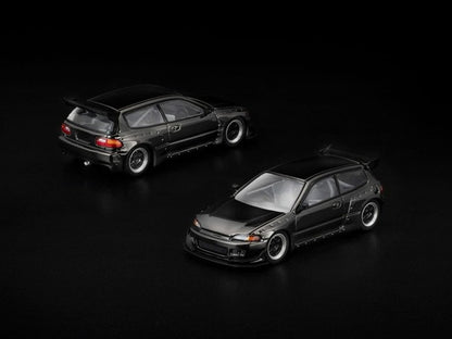 [ Pre-order ] PRDC007 POP RACE 1:64 Pandem Civic EG6 Dark Chrome