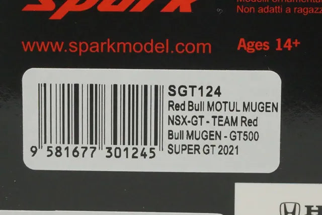 1:43 Spark SGT124 Honda Red Bull Motul Mugen NSX-GT GT500 Super GT 2021 #16