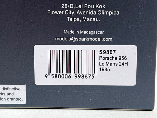 1:43 Spark S9867 Porsche 956 Le Mans 24H 1985 #18 M. Sigara / O. Larrauri / G. Tarquini
