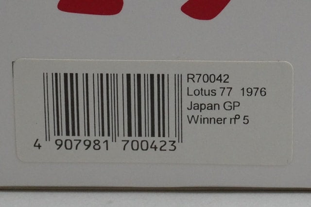 1:43 Rave R70042 Lotus 77 #5 winner of the 1976 Japanese GP M. Andretti model car