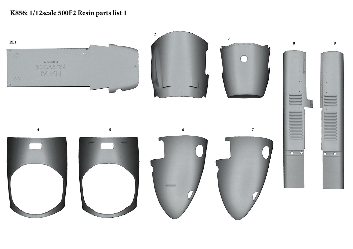 K856 Model Factory Hiro 1:12 500F2 Fulldetail Kit 1952 Rd.5 British GP winner #15 Rd.8 Italian GP winner #12 Alberto Ascari