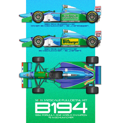 K860 Model Factory Hiro 1:12 B194 1994 Rd.14 European GP winner #5 M.Schumacher #6 J.Verstappen / Rd.16 Australian GP #5 M.Schumacher #6 J.Herbert