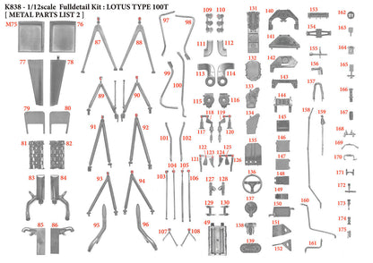 [ Back-order ] Model Factory HIRO K838 1:12 LOTUS TYPE 100T 1988 Rd.1 Brazilian GP #1 N.Piquet / #2 S.Nakajima Fulldetail Kit