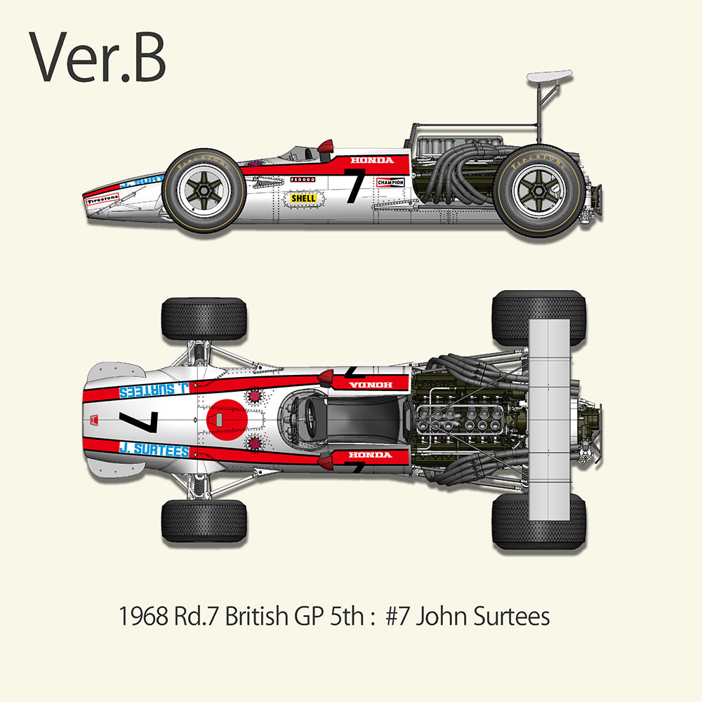 K828 Model Factory HIRO 1:12 Honda RA301 Ver.B 1968 Rd.6 British GP #7 J.Surtees Fulldetail Kit