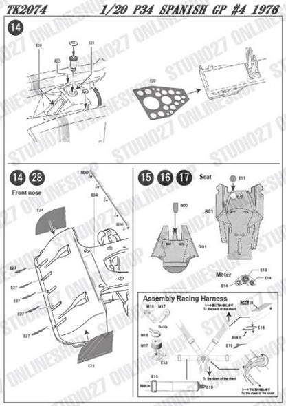 [ Back-order ] STUDIO27 TK2074 1:20 P34 Spanish GP 1976 #4 Conversion Kit for TAMIYA Convesion Kit