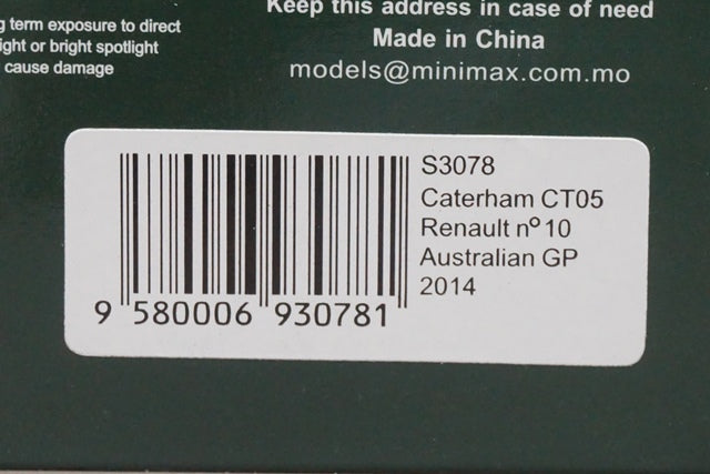 1:43 SPARK S3078 Caterham CT05 Renault Australian GP Kamui Kobayashi 2014 #10