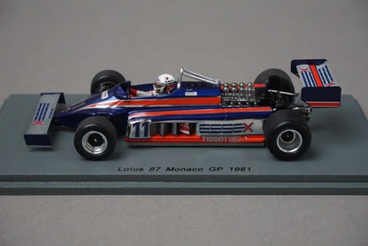 1:43 Spark S5350 Lotus 87 Monaco GP 1981 #11 E. de Angelis model car