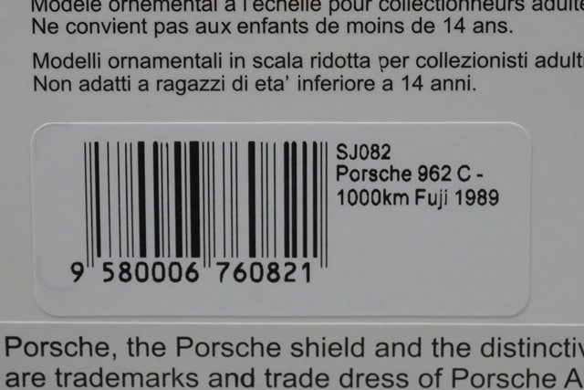 1:43 Spark SJ082 Porsche 962C 1000km Fuji 1989 #9 B.Wolek / F.Jeliński model car