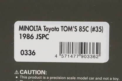 1:43 ignition model IG0336 Minolta Toyota TOM'S 85C JSPC 1986 #35