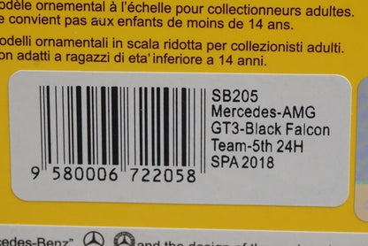 1:43 Spark SB205 Mercedes-AMG GT3 Black Falcon Team SPA 24H 5th 2018 #4 model car