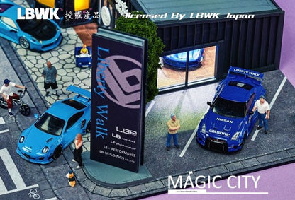 110036 Magic City 1:64 [30x40x17cm] LB LBWK Diorama Shop area LED light included *Figures and minicars are not included.