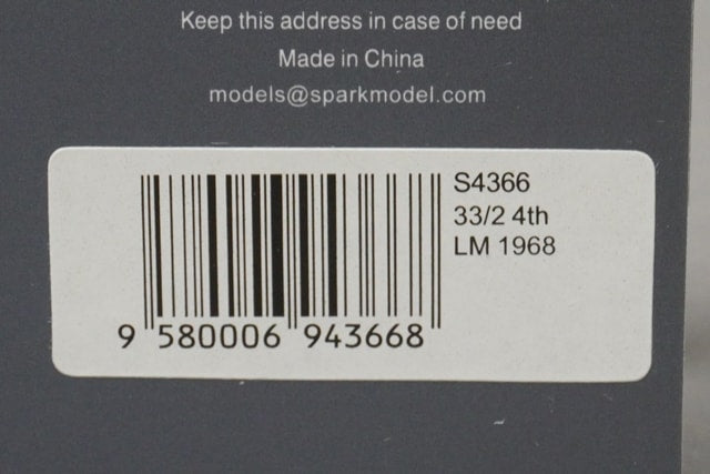 1:43 SPARK S4366 Alfa Romeo 33/2 Le Mans 1968 #39 model car