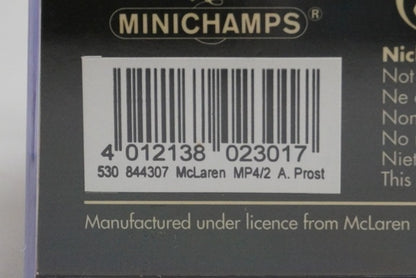 1:43 MINICHAMPS 530844307 McLaren MP4/2 TAG Turbo 1984 A.Prost #7