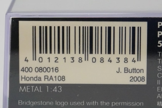 1:43 MINICHAMPS 400080016 Honda RA108 2008 #16