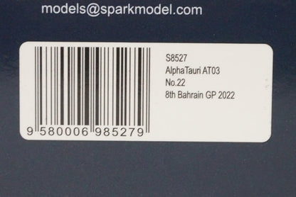1:43 SPARK S8527 Alfatauri AT03 Bahrain GP 2022 #22 Yuki Tsunoda