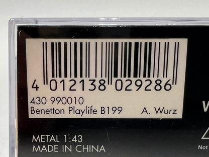 1:43 MINICHAMPS 430990010 Benetton Playlife B199 1999 #10 A.Waltz model car