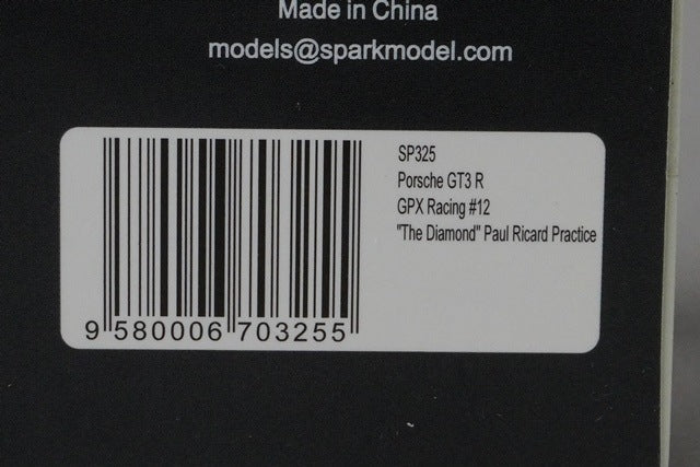 1:43 SPARK SP325 Porsche GT3 R GPX Racing "The Diamond" Paul Ricard Practice #12
