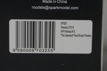 1:43 SPARK SP325 Porsche GT3 R GPX Racing "The Diamond" Paul Ricard Practice #12