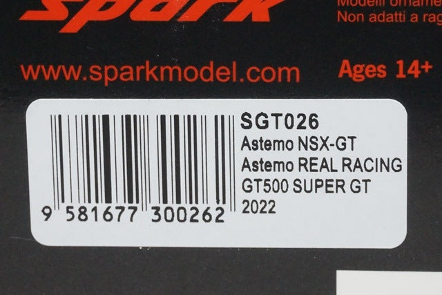 1:43 SPARK SGT026 Honda Astemo NSX-GT GT500 Super GT 2022 #17 model car