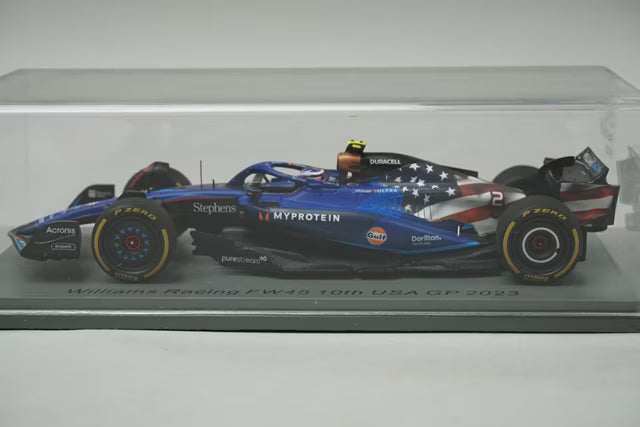 1:43 Spark S8918 Williams Racing FW45 United States GP 10th 2023 #2 L. Sargent