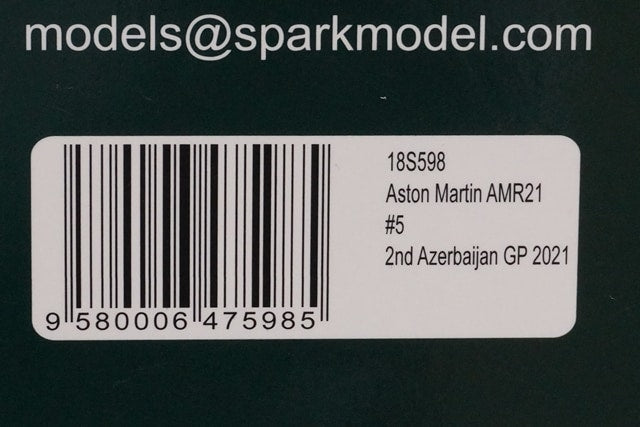 1:18 Spark 18S598 Aston Martin AMR21 Azerbaijan GP 2nd 2021 #5 S.Vettel model car