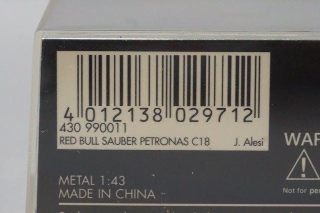 1:43 MINICHAMPS 430990011 Red Bull Sauber Petronas C18 1999 #11 J. Alesi