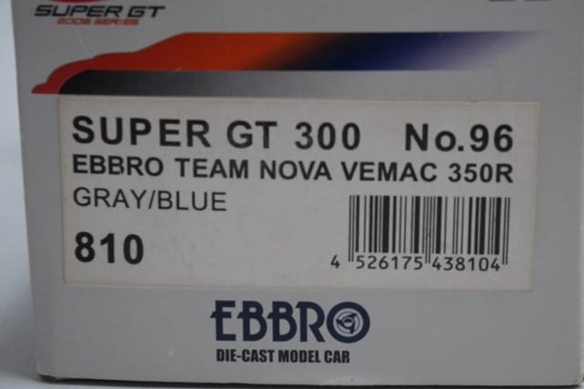 1:43 EBBRO 43810 Nova BeMac 350R Super GT300 2006 #96 Grey Blue model car
