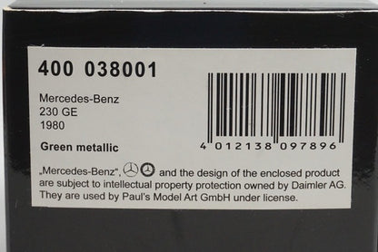 1:43 MINICHAMPS 400038001 Mercedes-Benz 230GE 1980 Green Metallic model car