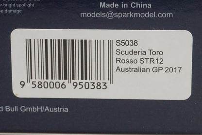 1:43 Spark S5038 Scuderia Toro Rosso STR12 #55 Australian GP 2017 model car