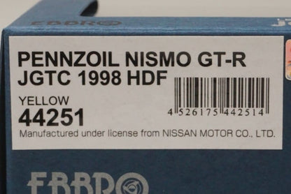 1:43 EBBRO 44251 Nissan Pennzoil Nismo GT-R Motegi GP 1998 #23 Yellow model car