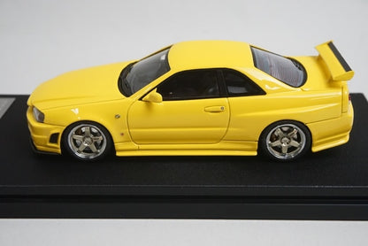 1:43 HPI 8400 Mirage Nissan NISMO R34 GT-R S-tune Lightning Yellow model car