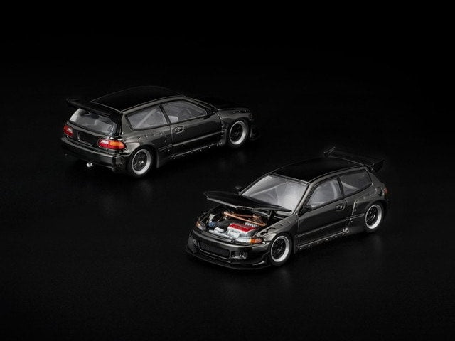 [ Pre-order ] PRDC007 POP RACE 1:64 Pandem Civic EG6 Dark Chrome