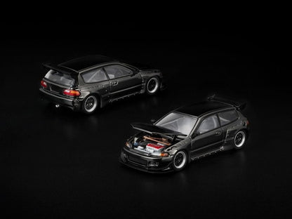 [ Pre-order ] PRDC007 POP RACE 1:64 Pandem Civic EG6 Dark Chrome