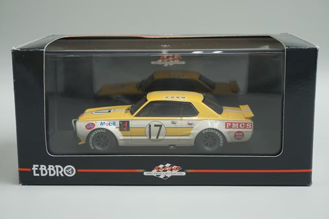 1:43 EBBRO 44140 Nissan Skyline GT-R KPGC10 Racing Fuji 1972 #17 Yellow White model car