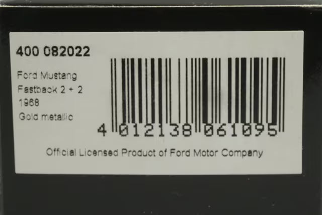 1:43 MINICHAMPS 400082022 Ford Mustang Fastbag 2+2 1968 Gold Metallic model car