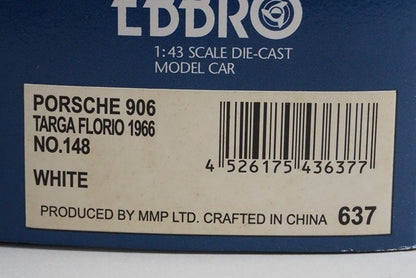 1:43 EBBRO 43637 Porsche 906 Targa Florio 1966 #148 White