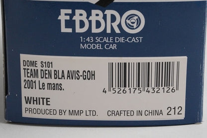 1:43 EBBRO 43212 DOME S101 Den Bla Avis Team Goh Le Mans 2001 #10 White