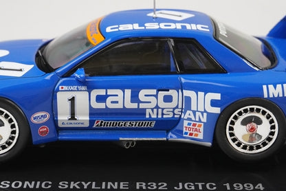 1:43 EBBRO 44188 Nissan Calsonic Skyline R32 JGTC 1994 #1 Blue model car