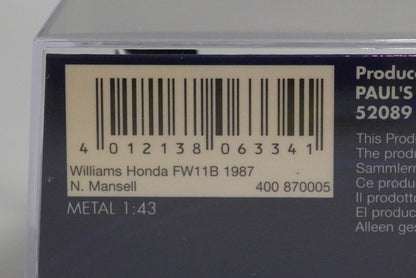1:43 MINICHAMPS 400870005 Williams Honda FW11B N.Mansell 1987 #5