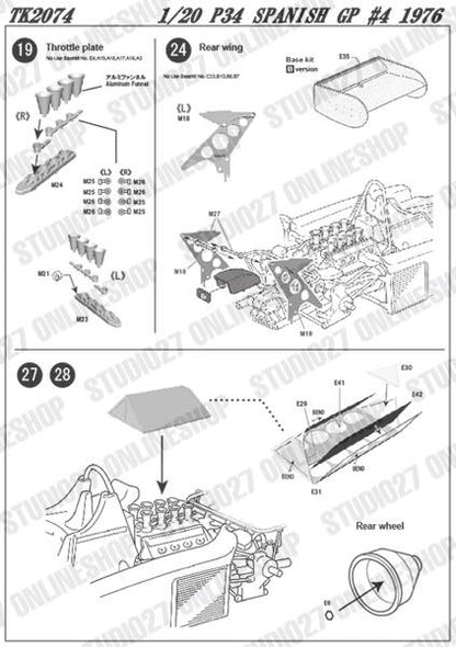 [ Back-order ] STUDIO27 TK2074 1:20 P34 Spanish GP 1976 #4 Conversion Kit for TAMIYA Convesion Kit